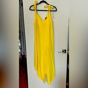 Vince Camuto Linen Blend Tie Shoulder Asymmetrical Hem Jumpsuit : SIZE L